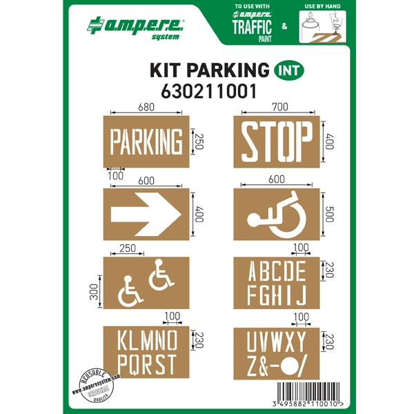 Ampere Car Park Line Marking Stencil Kit (8 Piece)