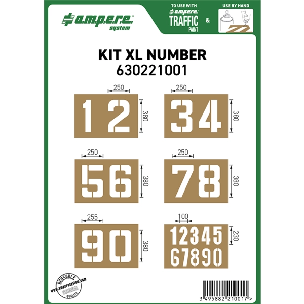 Ampere Number Marking Stencil Kit (6 Piece)