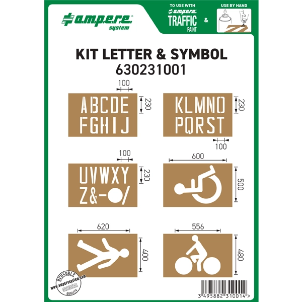 Ampere Letters & Traffic Symbols Line Marking Stencil Kit (6 Piece)