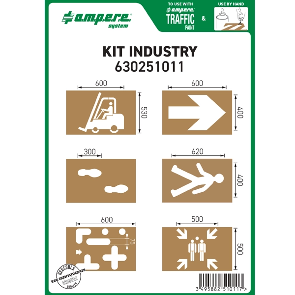 Ampere Industrial Floor Marking Stencil Kit (6 Piece)