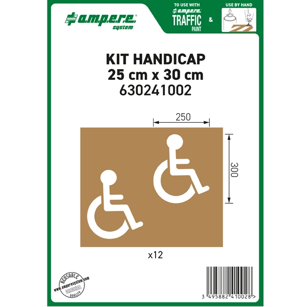 Ampere Disabled Parking Bay Stencil Kit - 25 x 30 cm (12 Piece)