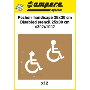 Ampere Disabled Parking Bay Stencil Kit - 25 x 30 cm (12 Piece)