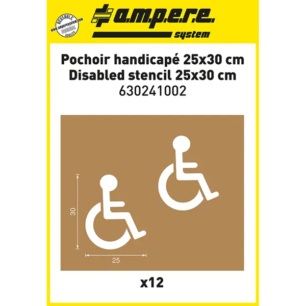 Ampere Disabled Parking Bay Stencil Kit - 25 x 30 cm (12 Piece)