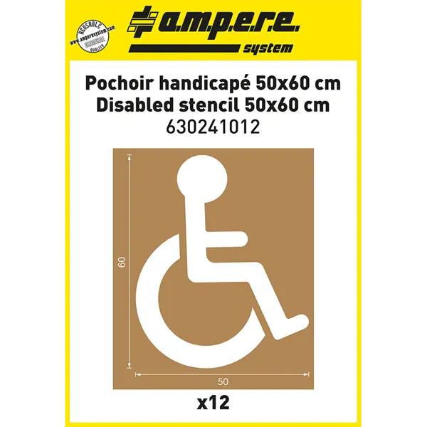 Ampere Disabled Parking Bay Stencil Kit - 50 x 60 cm (12 Piece)